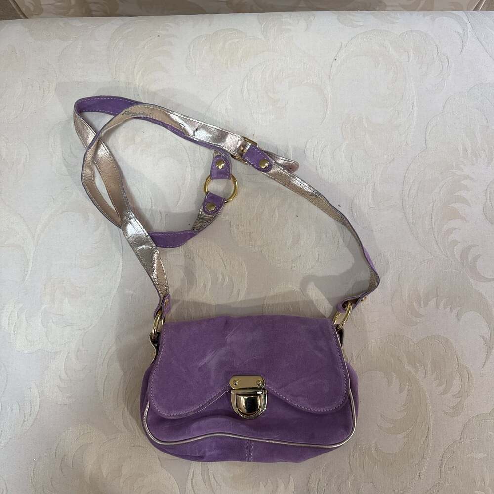 Vera‎ Pelle Small Purple Suede Crossbody Bag